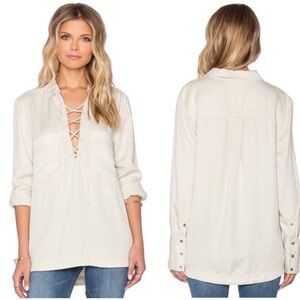 Free People Under Your Spell | Oversized Lace up Long Sleeve Blouse